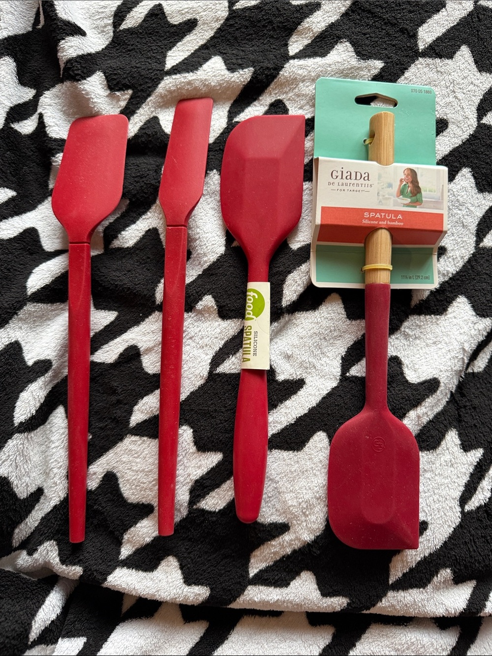 Giada Red Silicone & Bamboo Spatula + 3 Red Silicone Spatulas